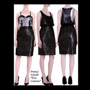 PROENZA SCHOULER Black Metallic Pencil Skirt 6 NWT